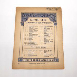 Vintage Sheet Music 1926 Notturno Nocturne Edvard Grieg Compositions Piano